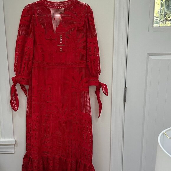 Farm Rio red morada boa guipure maxi dress in Size S - Picture 11 of 14